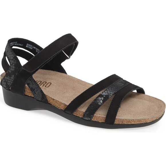 NEW MUNRO Suede Summer Comfort Sandals black combo for women 462TN - Picture 1 of 9